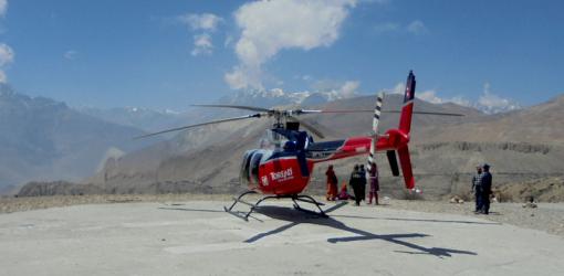 Helicopter at Muktinath Helipad
